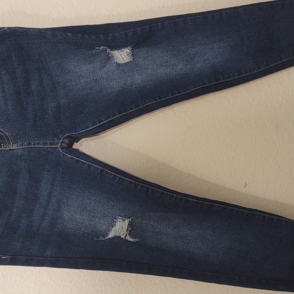 USED BLUE SAVVY DISTRESSED JEANS FRAY ON POCKETS SIZE 5/27 BLUE INSEAM 25INCH - Picture 4 of 14